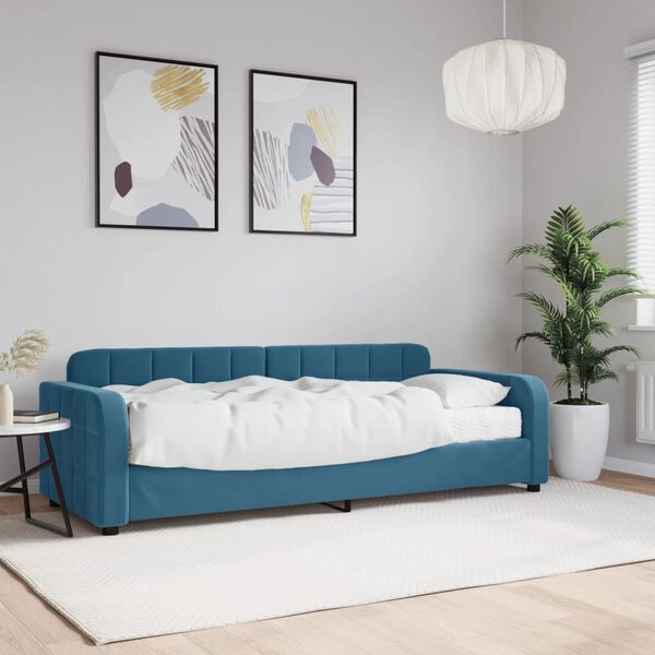 vidaXL Slaapbank met matras 80x200 cm fluweel blauw