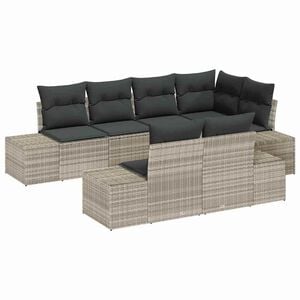 vidaXL Tuinbankenset 7 st Lichtgrijs poly rattan