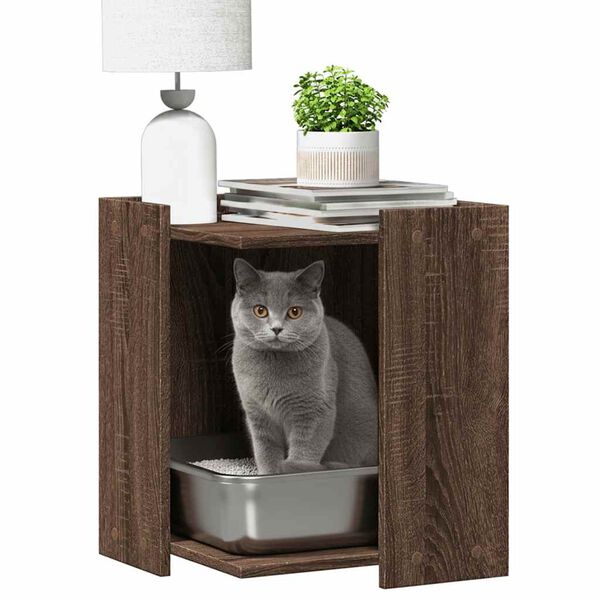 vidaXL Kattenbakkast 42x42x51 cm bewerkt hout bruin eikenkleurig
