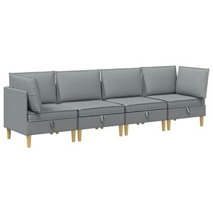 vidaXL Modulaire Sofa Set met Opslag 4 st Lichtgrijs Stof