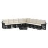 vidaXL Tuinbankenset 10 st 11-zits Zwart poly rattan