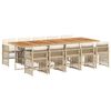vidaXL 11-delige Tuinset met kussens poly rattan beige