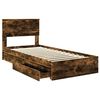 vidaXL Opslag bed met lade Gerookt eiken 90 x 200 cm Bewerkt hout