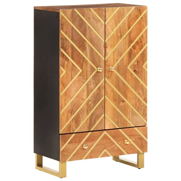 vidaXL Hoge kast 60x33,5x100 cm massief mangohout bruin en zwart