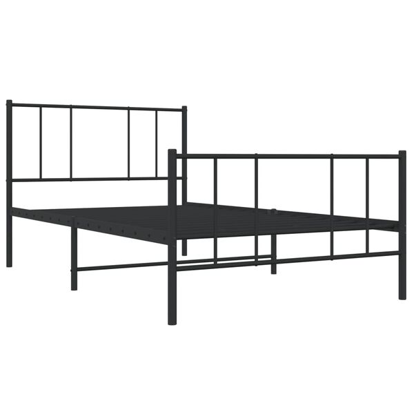 vidaXL Bedframe met hoofd- en voeteneinde metaal zwart 90x190 cm
