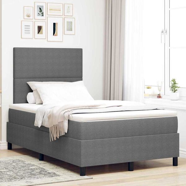 vidaXL Boxspring bed Lichtgrijs en wit. 193 x 120 x 128 cm