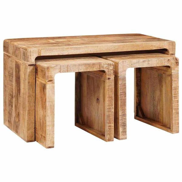 vidaXL Nesttafel 3 pcs Bruin Massief Mango Hout