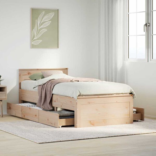 vidaXL Bedframe met hoofdbord zonder matras grenenhout 75x190 cm