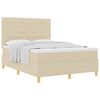 vidaXL Boxspringbed met matras met hoofdeinde Cr&egrave;me 140 x 190 cm Stof