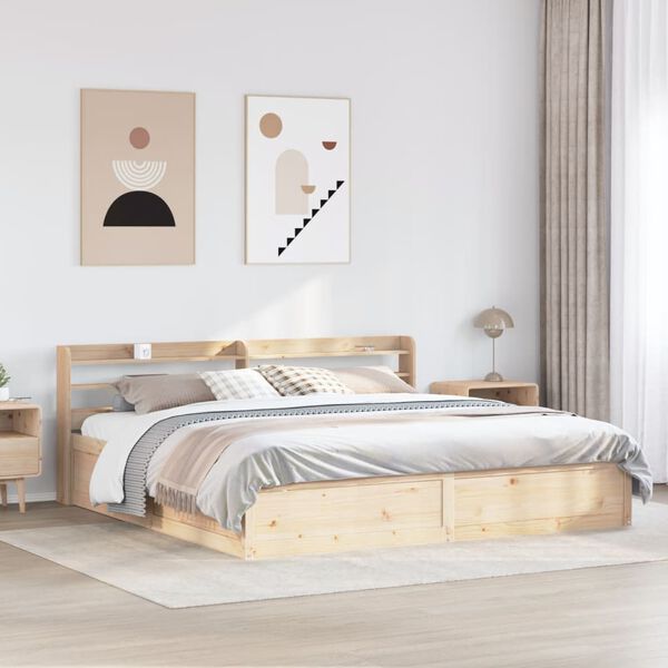 vidaXL Bedframe met hoofdbord massief grenenhout 200x200 cm