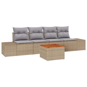 vidaXL Tuin Sofa Set met kussen 5 pcs Beige Poly riet