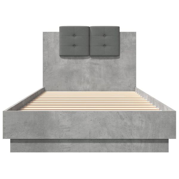 vidaXL Bedframe met hoofdeinde bewerkt hout betongrijs 100x200 cm