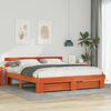 vidaXL Bedframe met hoofdeinde Bruin 200 x 200 cm Massief grenenhout