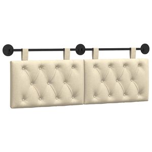 vidaXL Hangend Hoofdeinde Wandgemonteerd Cr&egrave;me 130 x 55 x 7 cm Stof
