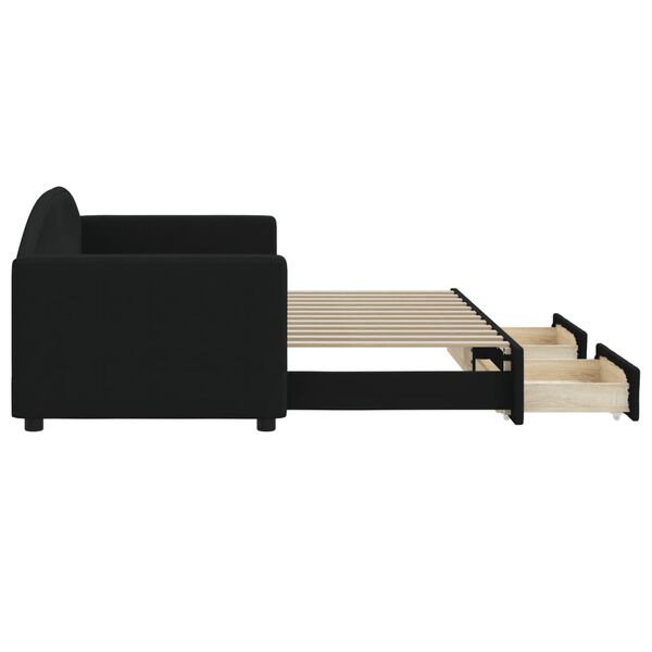 vidaXL Slaapbank met onderschuifbed en lades 80x200 cm stof zwart
