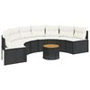 vidaXL Tuinbank met tafel en kussens halfrond poly rattan zwart