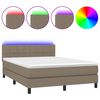 vidaXL Boxspring met matras en LED stof taupe 140x200 cm