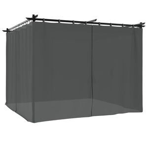 vidaXL Prieel met gordijnen 3x3 m staal antracietkleurig