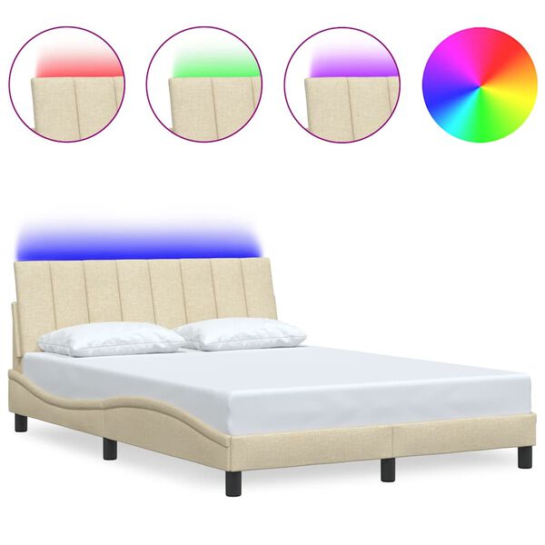 vidaXL Bedframe zonder matras "Hanko" stof cr&egrave;mekleurig 140x200 cm