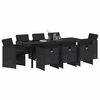 vidaXL Tuin eettafelset 9 pcs Zwart poly rattan