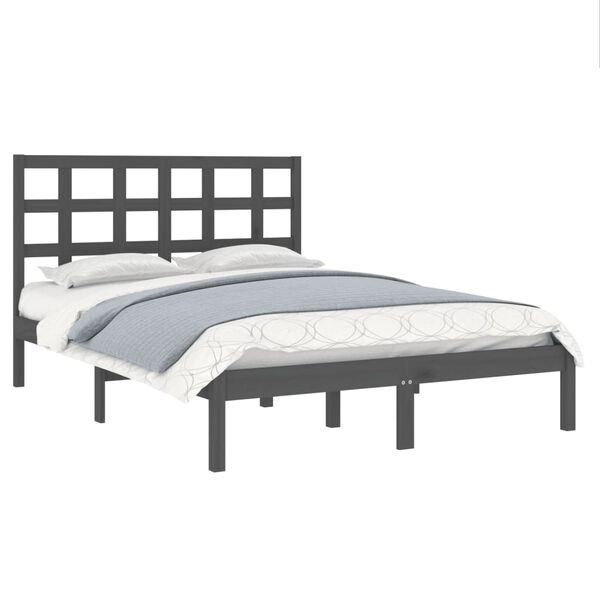 vidaXL Bedframe massief hout grijs 200x200 cm