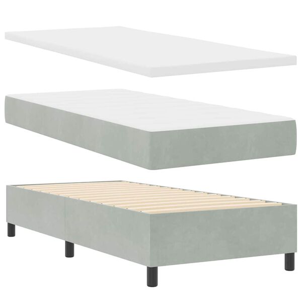 vidaXL Boxspring bed met matras Lichtgrijs 100 x 200 cm Fluweel