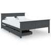 vidaXL Bedframe met 2 lades massief grenenhout donkergrijs 160x200 cm