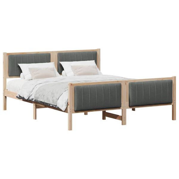vidaXL Bedframe Bruin en donkergrijs 160 x 200 cm Massief grenenhout