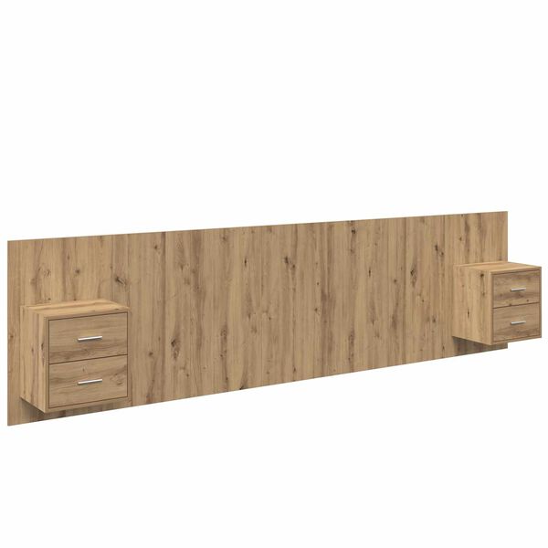 vidaXL Hoofdbord Met Kast met lade 3 pcs Artisan Eiken Bewerkt hout
