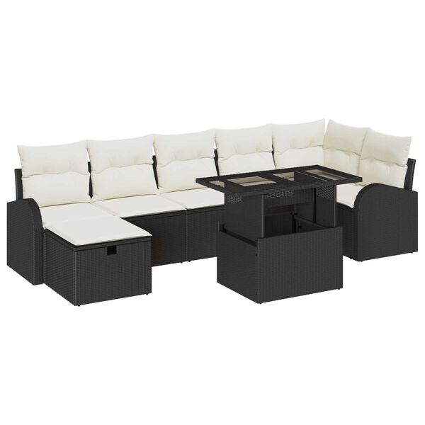 vidaXL Tuin Sofa Set met kussen met opslag 8 pcs Zwart Poly riet