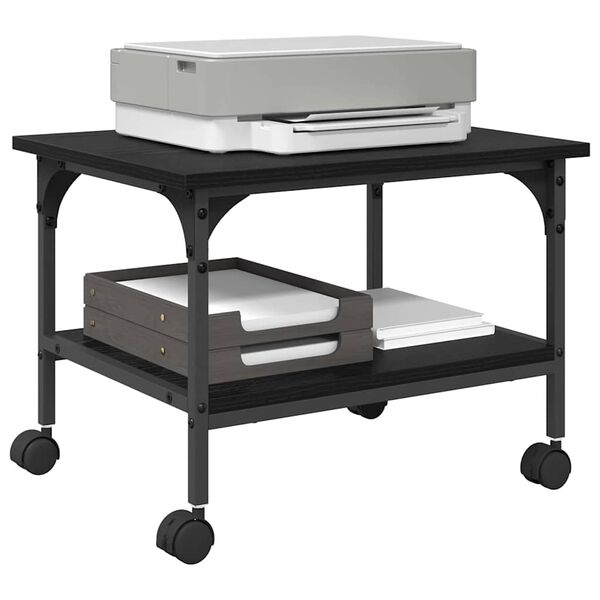 vidaXL Printerstand Zwart Eiken 50 x 40 x 38 cm Bewerkt hout