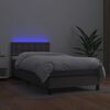 vidaXL Boxspring met matras en LED kunstleer grijs 100x200 cm