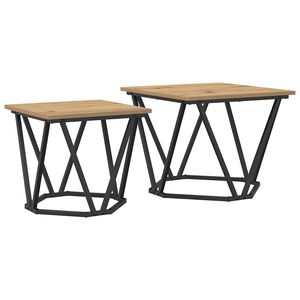 vidaXL Bijzettafelset 2 pcs Artisan Eiken Engineered hout en staal