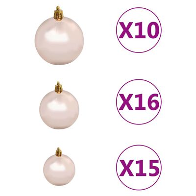 vidaXL Kunstkerstboom met verlichting en kerstballen 210 cm PVC roze
