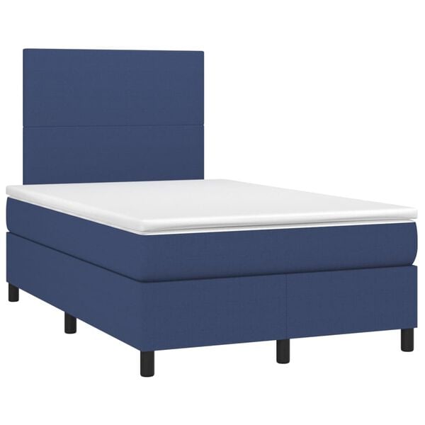vidaXL Boxspring met matras en LED stof blauw 120x200 cm