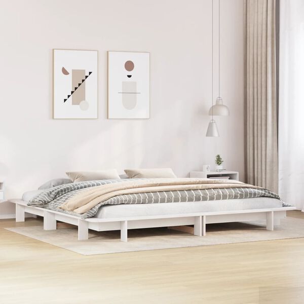 vidaXL Bedframe zonder matras massief grenenhout wit 180x200 cm