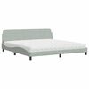vidaXL Bed met matras "Dover" fluweel lichtgrijs 200x200 cm
