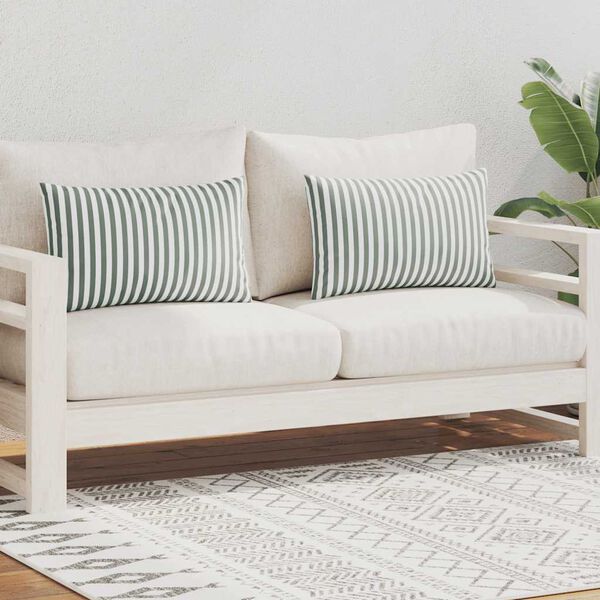 vidaXL Buitenkussens 60x40 cm gestreept grijs 2 st