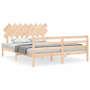 vidaXL Bedframe met hoofdbord massief hout 160x200 cm