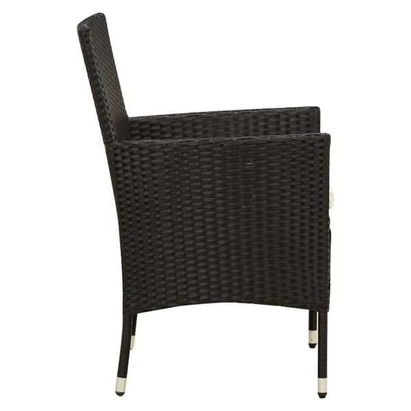 vidaXL Tuinstoelen 2 st met kussens poly rattan zwart