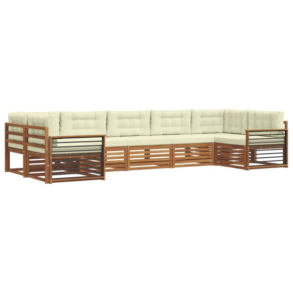 vidaXL Sofa-Sets 7 pcs Natuurlijk en Cr&egrave;me Massief Acaciahout
