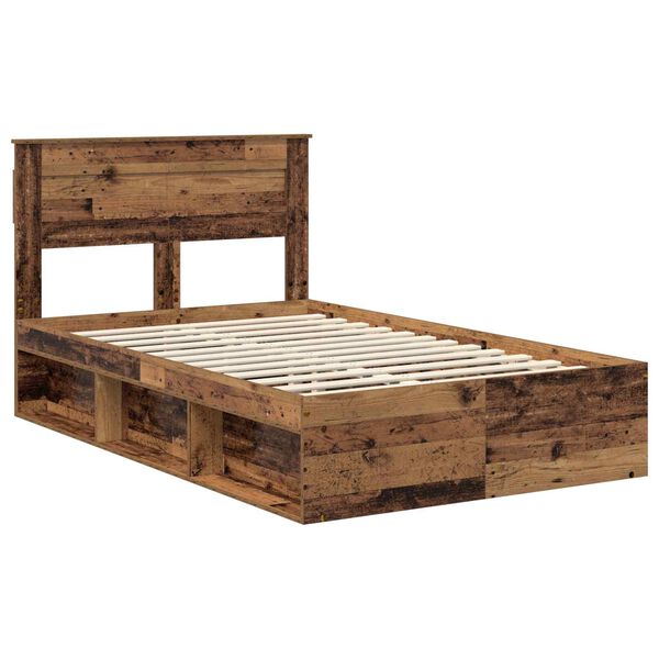 vidaXL Bedframe met hoofdeinde Oudhout 120 x 190 cm Massief grenenhout