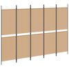vidaXL 5-Panel Room Divider Beige 250 x 180 cm Stof