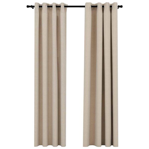 vidaXL Gordijnen linnen-look verduisterend ogen 2 st 140x245 cm beige