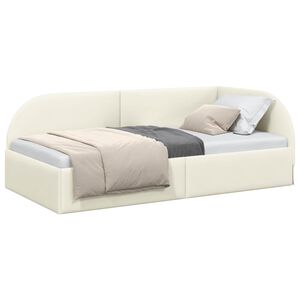 vidaXL Hoekbedframe met hoofdeinde Cr&egrave;me 90 cm x 200 cm Fluweel