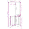 vidaXL Hoge kast 69,5x34x180 cm bewerkt hout grijs sonoma eikenkleurig