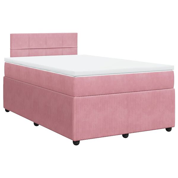 vidaXL Boxspring met matras fluweel roze 120x190 cm