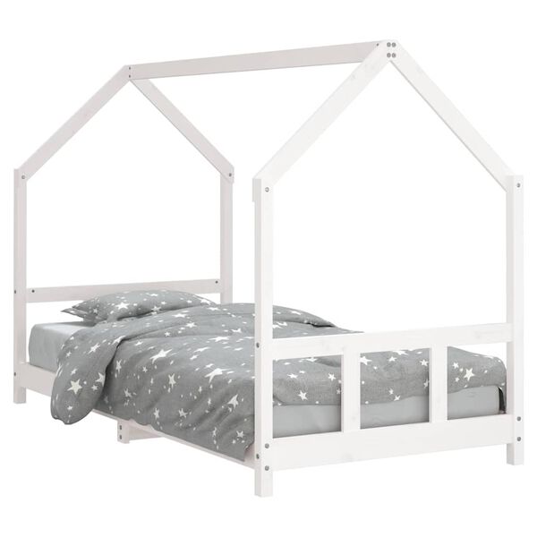 vidaXL Kinderbedframe 90x200 cm massief grenenhout wit