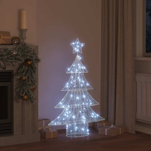 vidaXL Kerstboom met 100 LED Koudwit 122 cm Acryl
