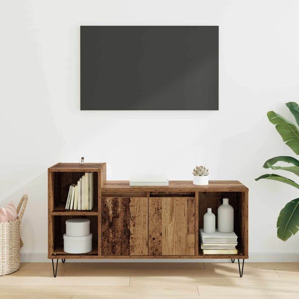 vidaXL TV-kast Oud Hout 100 x 35 x 55 cm Bewerkt hout
